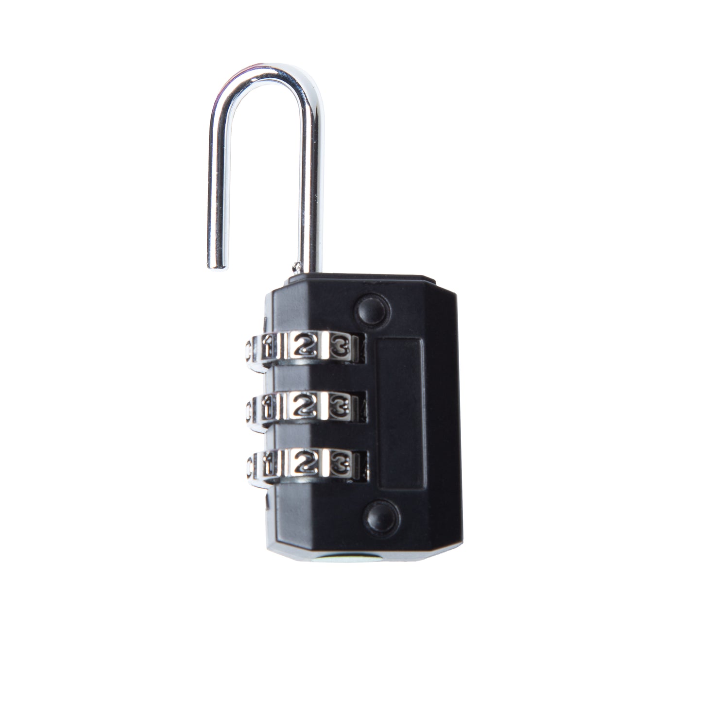 Detail van zwarte padlock - Robuuste hangslot voor het beveiligen van je uitrusting tijdens reizen en outdooractiviteiten.