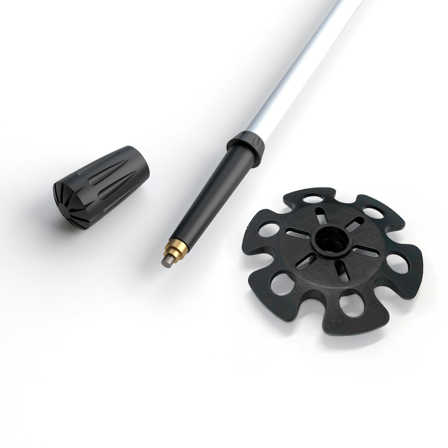 Trekkingstokken van aluminium (wit) - Robuuste stokken met rubberen voetjes voor optimale grip op diverse ondergronden tijdens outdooractiviteiten.