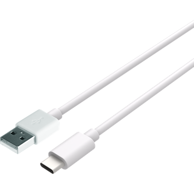USB naar USB-C kabel 20 cm (wit) - Korte kabel voor snelle gegevensoverdracht en opladen van USB-C apparaten.